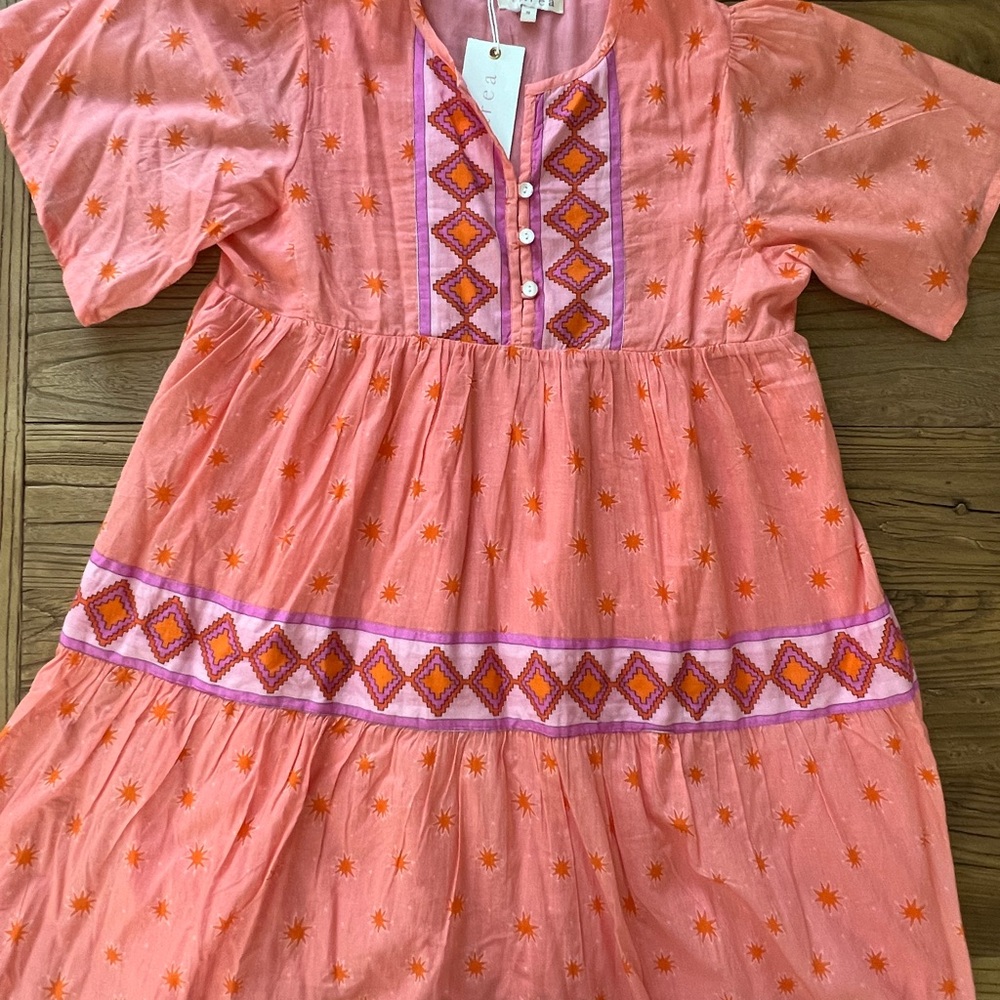 Casual Orange and Pink Sundress with Raglan Sleeves